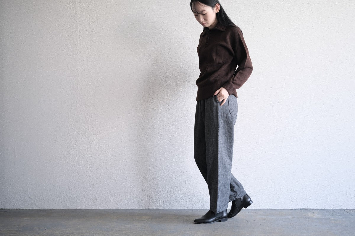 MITTAN / ウールシルクWフェイスハイネック 茶 KN-29 / unisex