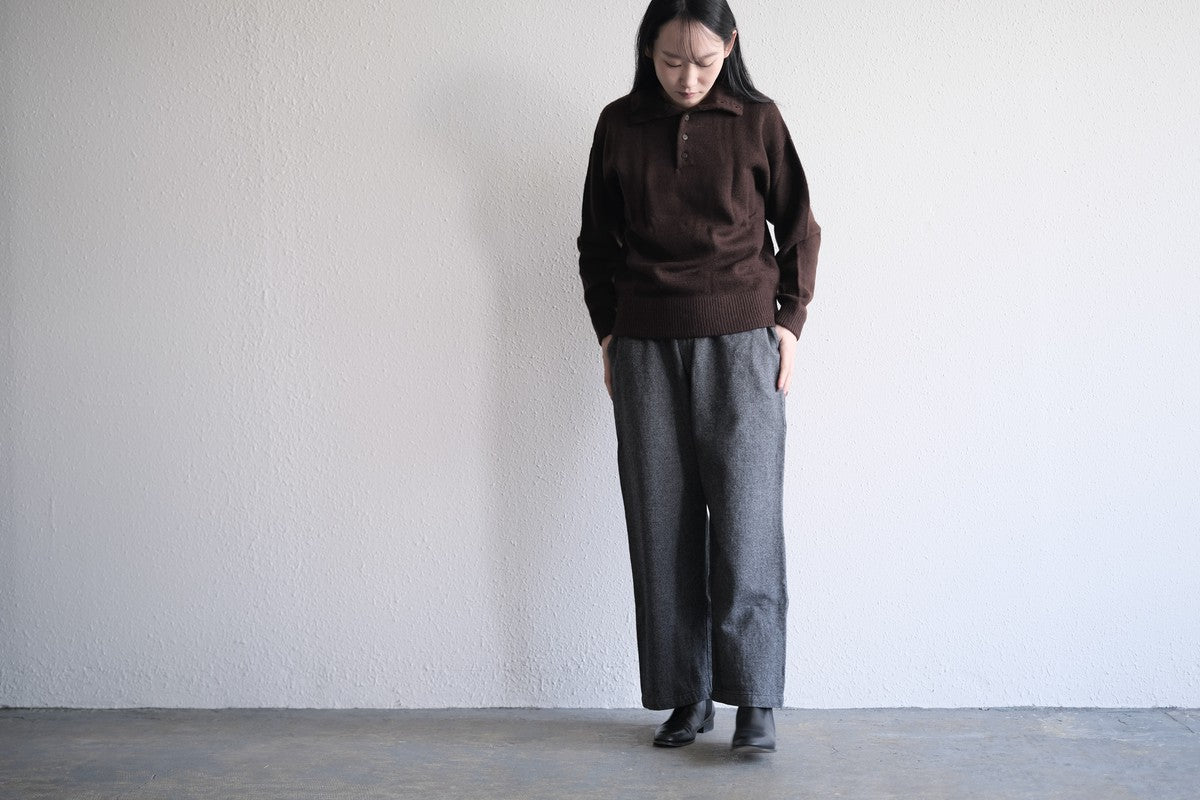 MITTAN / ウールシルクWフェイスハイネック 茶 KN-29 / unisex