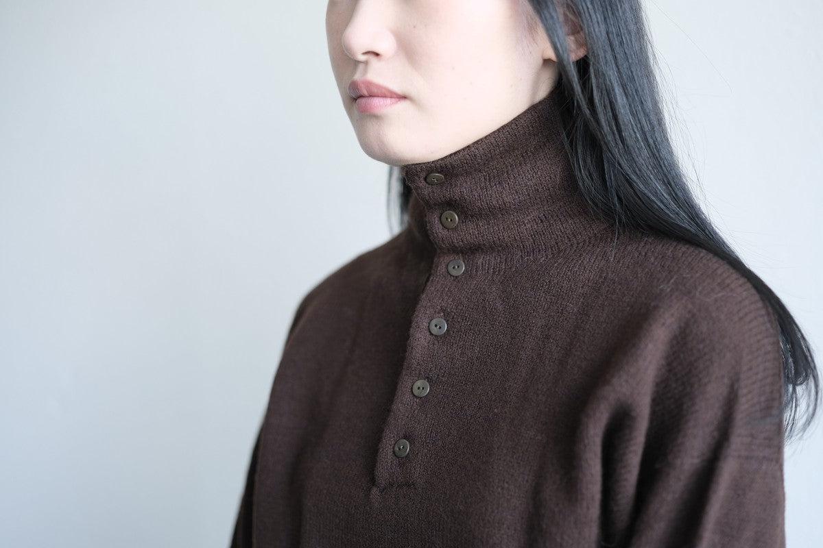 MITTAN / ウールシルクWフェイスハイネック 茶 KN-29 / unisex