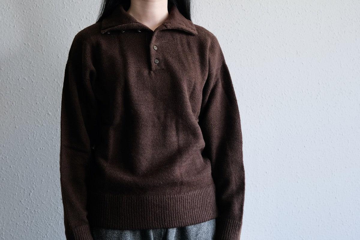 MITTAN / ウールシルクWフェイスハイネック 茶 KN-29 / unisex