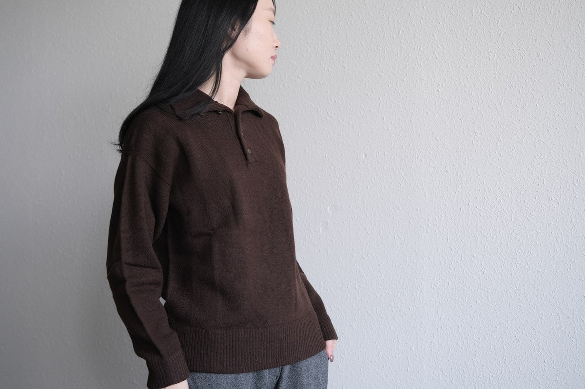 MITTAN / ウールシルクWフェイスハイネック 茶 KN-29 / unisex