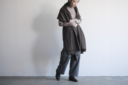 MITTAN / スーパー120'sウールコットンビッグストール 墨黒 SC-59 / unisex