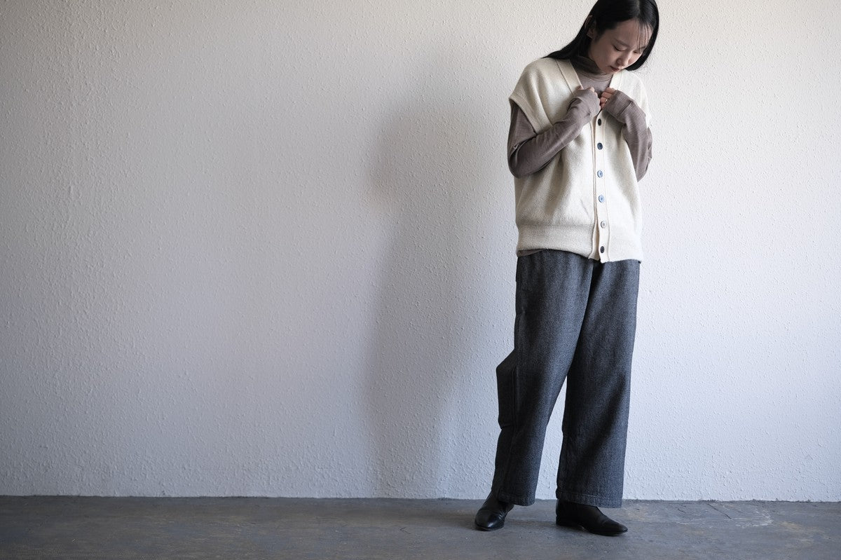 MITTAN / ウールデニムワイド 灰 PT-100 / unisex　