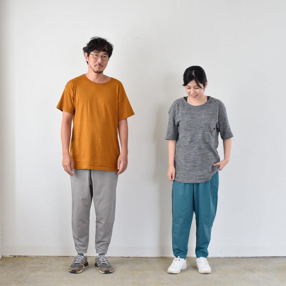 yohaku ドバイパンツ｜ツヤツヤ天竺素材 ブルー｜unisex freesize