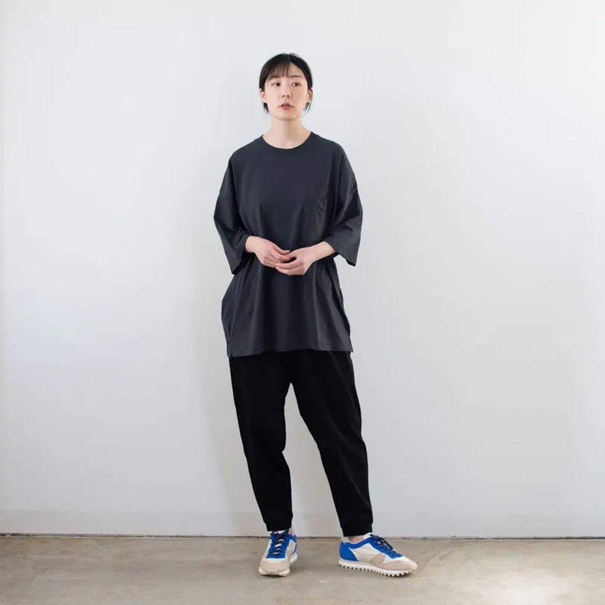 yohaku ドバイパンツ｜ツヤツヤ天竺素材 ブルー｜unisex freesize