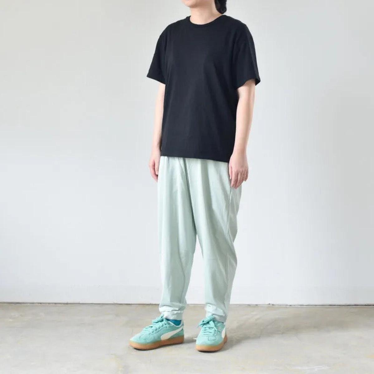 yohaku ドバイパンツ｜ツヤツヤ天竺素材 ブルー｜unisex freesize