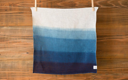 【在庫あり】本藍染めリネンハンカチ グラデーション