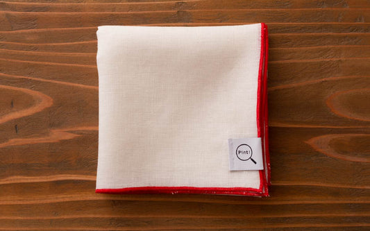 オーガニックリネンハンカチ 生成り×レッド
