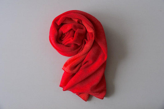 リネンニットストール|レッド×スカーレットオレンジ