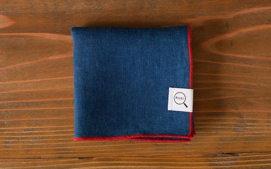 本藍染めリネンハンカチ 無地|薄藍