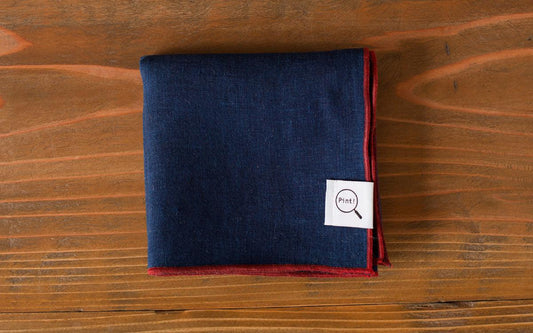 本藍染めリネンハンカチ 無地|藍色