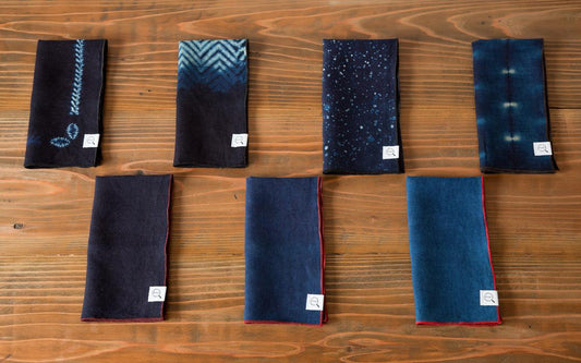 本藍染めリネンハンカチ 無地|濃藍