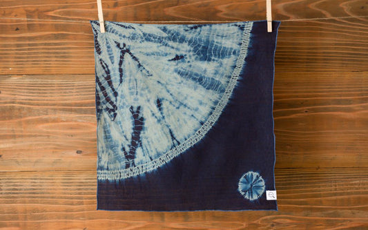本藍染めリネンハンカチ 月夜