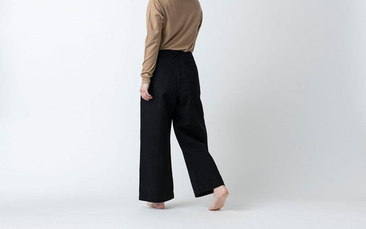 HANDROOM WOMEN'S コットンリネンヘリンボーンパンツ black|ladies|4size