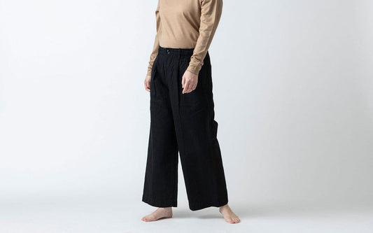 HANDROOM WOMEN'S コットンリネンヘリンボーンパンツ black|ladies|4size