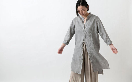 MITTAN / 大麻ロングシャツ 松煙 SH-133B / unisex