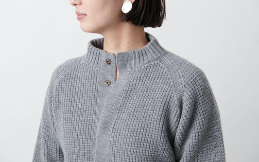 MITTAN / 軽量ウールニットブルゾン 灰 KN-14 / unisex