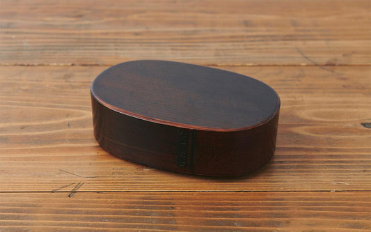 曲げわっぱ 楕円弁当箱(中)拭き漆