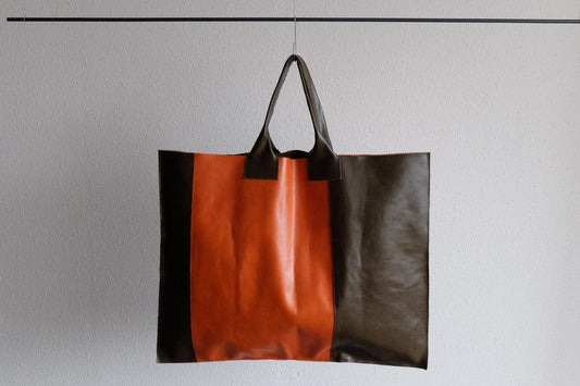 ビッグレザートートバッグ パッチワーク(B)