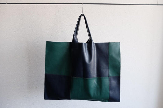 ビッグレザートートバッグ パッチワーク(E)