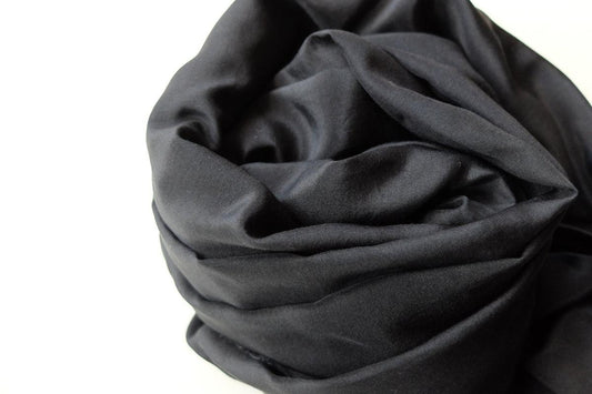 enrica cottonsilk scarf｜logwood-black