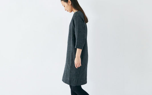 enrica herringbone dress|black