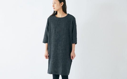 enrica herringbone dress|black
