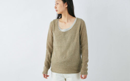 enrica mohair&silk knit|khaki