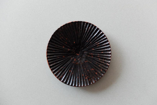 ハツリ小皿 チェリー|漆塗り 黒×朱