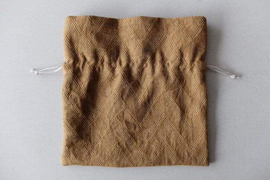 リネンヘリンボーン 巾着袋 L|ライトブラウン