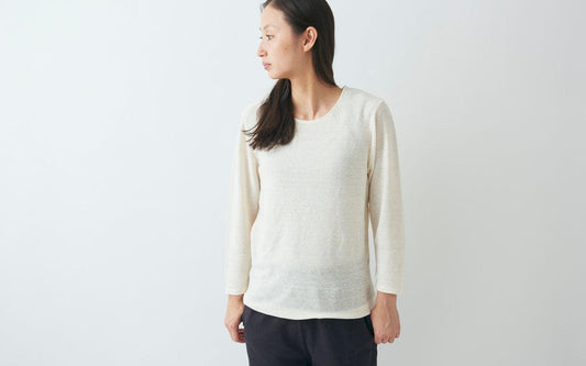 リネンコットンアンダーウェア7分袖|レディース|ホワイト