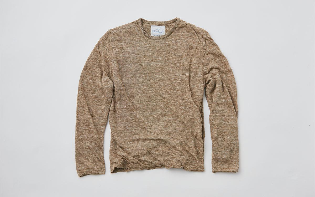 Linen Knit Long Sleeve Double Pullover | Men's | Khaki – PINT_MN