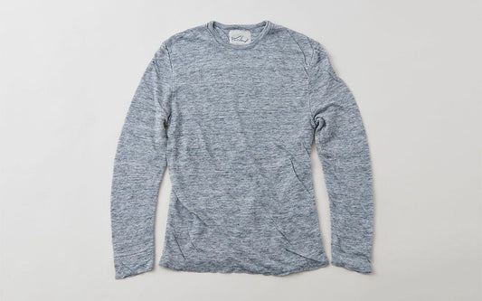 リネンニット 長袖二重プルオーバー|メンズ|ミディアムグレー