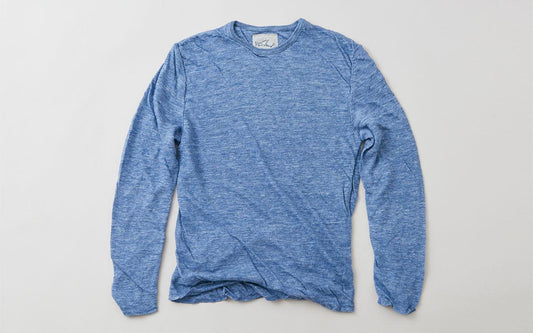 リネンニット 長袖二重プルオーバー|メンズ|ライトブルー