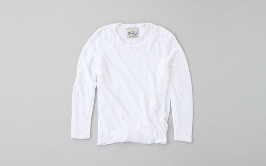 リネンニット 長袖二重プルオーバー|レディース|ホワイト