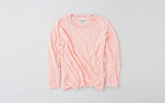 リネンニット 長袖二重プルオーバー|レディース|ライトピンク