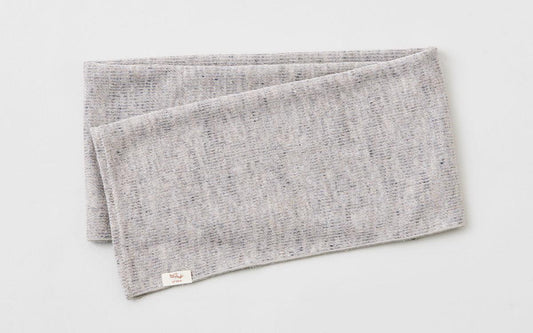 リネンニット ストライプフェイスタオル|グレー×ナチュラル