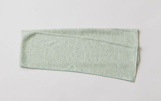 リネンニット ストライプフェイスタオル|グリーン×ホワイト