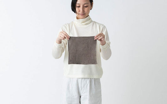 リネンワッフル ミニタオル ブラウン