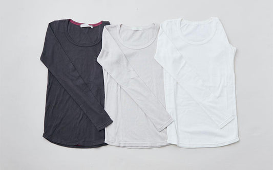 yohaku 5本針長袖カットソー|ホワイト|レディース