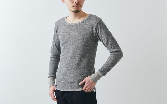 yohaku 茶綿サーマル長袖|チャコール|unisex4size