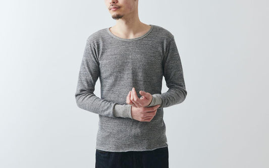 yohaku 茶綿サーマル長袖|チャコール|unisex4size